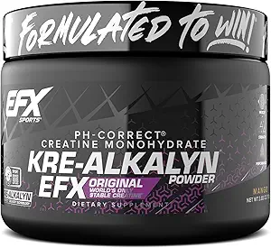 EFX Sports Kre-Alkalyn EFX Powder PH Correct Creatine Monohydrate Powder Supplement (Suplemento em pó) Força, Crescimento e Desempenho Músculo 55 Servimentos (Mango)
