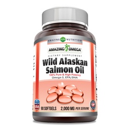 Incrível Omega Wild Alaskan Salmon Oil 2000mg Por Servindo Suplemento (90)