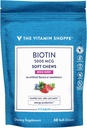 O Vitamina Shoppe Biotin mastiga suave para cabelo, pele e suporte de unhas - 5.000mcg - Berry mista (60 mastigação macia)