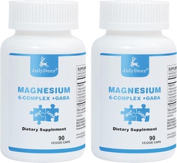 2 Garrafas Complexo de Magnésio Sixfold 350mg de Glicinato de Magnésio, Malato, Citrato, Taurina, Óxido, L-treonato para Músculos,Nerves, & Energia, GABA Apoio ao Sono