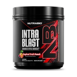 NutraBio Intra Blast Bcaa Powder Amino Acid Supplement, Electrolyte & Hydration Blend, Intra, Pré-Aperfeiçoamento e recuperação muscular, 20g Eaaa Amino Acids Powder, 5g Glutamina- Tropical Fruit Punch, 30 Serving