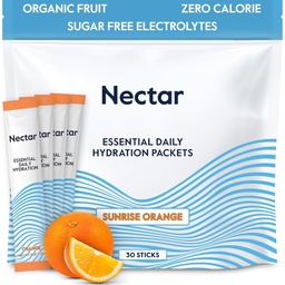 Pacotes de Hidratação Néctar - Eletrólitos em Pó - Sem Açúcar ou Calorias - Frutas Orgânicas Líquidas IV Eletrólitos em Pó para Desidratação e Reidratação Rápida (Pacote laranja 30)