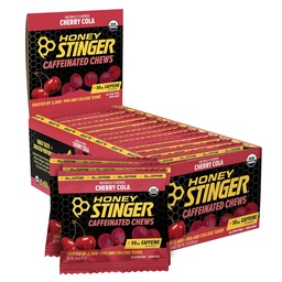 Honey Stinger Cherry Cola Cafeinated Energy Chew, Gluten Free, com Cafeína, para exercício, corrida e desempenho, Nutrição Desportiva para Casa e Ginásio, Pré e Mid Workout, 12 Pack, 23.2 Ounce