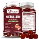 Gummies multi-colágeno de peptídeos Zammex (Tipo 1, 2, 3, 5 e 10), 30 Servings, suplementos anti-envelhecimento de goma de colágeno para mulheres e homens com vitamina C de biotina, ácido hialurônico, sabor de pêssego