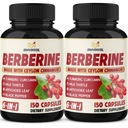 2 embalagem Berberine HCl- Plus Ceilão Canela, Açafrão, Cardo de Leite, Alcachofra, Pimenta Preta, Berberina HCI Root Supplements Pills - Imune System