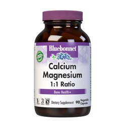 BlueBonnet Cálcio Magnésio 1: 1 Ratio Cápsulas Vegetarianas, 90 Contagem
