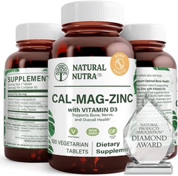 Nutra natural cálcio zinco de magnésio (Cal-Mag Zinco) Suplemento com vitamina D3 para a força óssea, ajuda a melhorar a digestão, saúde sem glúten e açúcar livre, complexo mineral essencial (100 contagem)
