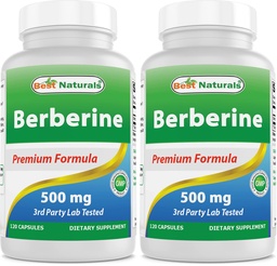 Melhores Natural Berberine 500mg 120 Cápsulas - Suporta Função Imune, Cardiovascular & Função Gastrointestinal (120 Contagem de 2))