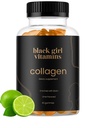 Vitaminas Black Girl - gomas de colagénio para o cabelo, pele e suporte de unhas, com vitamina C, vitamina E, e biotina, sem glúten, (Lemon), 60ct