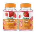 Colágeno vitalício e vitamina C + zinco 50mg, chicletes Bundle - Grande degustação, Suplemento de vitamina, Gluten Free, OGM livre, chiclete mastigável