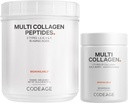 Codeage Multi Collagen Protein Cápsulas & Multi Collagen Protein Powder Bundle □ Pílulas de Colágeno Multi, Tipos de Colágeno I, II, II, V & X, 90 Contagem