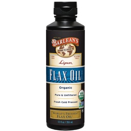 Óleo de Linho Orgânico de Barlean Lexseed Suplemento Líquido de Sementes de Linho Cold Pressed, 7,230 mg ALA Ómega-3 Ácidos Gordos para Cabelo, Pele e Olhos Saudáveis, Gluten Free, 12 oz