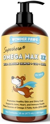 Wonder Paws Fish Oil para cães - Omega 3 para cães de salmão do Alasca, Bacalhau & Krill Oil - EPA DHA Fatty Acids - Menos Shedding & Coceira - Pele, Junta, Imune & Saúde do Coração - Suplemento Líquido (16 onças)