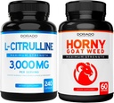 L Citrulina (240 Cápsulas) L Arginina e óxido nítrico para resistência, resistência e desempenho para exercícios e Erva Horny Goat (60 Cápsulas) Premium Hornygoatweed & Icariin Epimedium - Vegan & USA Made