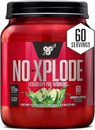 BSN N.O.-XPLODE pré-treino em pó, suplemento de energia para homens e mulheres com creatina e beta-alanina, sabor: maçã verde, 60 Servings