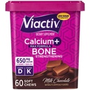 Viactiv Cálcio + Vitamina D3 Suplemento Mastigação macia, Chocolate Leite, 60 Mastigação - Suplemento dietético de cálcio para a saúde óssea
