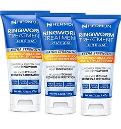 Hermon Antifungal Ringworm Cream for Humans - Helps Relieve Itching, Redness & Discomfort from Ringworm, Jock Itch, Athlete’s Foot & Tinea Versicolor - Gentle for Adults & Kids 3Pack