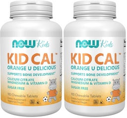 AGORA Suplementos, Kid Cal com Citrato de Cálcio, Magnésio e Vitamina D, Laranja Tart, 100 Chewables, Embalagem May Vary (Pacote de 2)