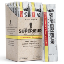 Superieur Electrolyte Powder Packets- Vegan Eletrolyte Hydration Powder w/Sea Minerals- Keto Friendly, Non-GMO, Zero Sugar Eletrolyte Supplement-Healthy Sports Drink-Strawberry Limonada (14 Packets)