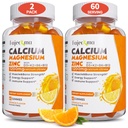 Gummies de zinco de magnésio de cálcio para adultos: 1200mg Citrato de cálcio com vitamina D3 K3 - Açúcar orgânico natural Suplemento de alta absorção para mulheres homens (120Count)