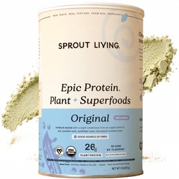 Sprout Vivo Planta Based Protein & Superfoods Pó, Original, Sem sabor □ Proteína Orgânica em pó, Vegan, Não lácteos, Não-GMO, Glúten livre, Açúcar livre, perfeito Keto Bebida Mix (2 lb)