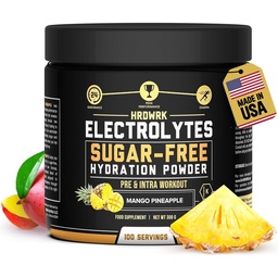 Eletrólitos HRDWRK Pó com Magnésio, Potássio - Eletrólitos gratuitos de açúcar Aumente a resistência e reduza a fadiga com este Suplemento de Eletrólitos - Hidratação Máxima - Keto Friendly