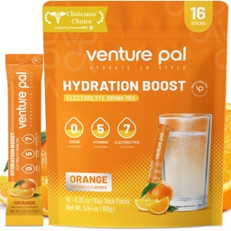 Venture Pal Sugar Free Electrolyte Powder Packets - Liquid Daily IV Drink Mix for Rapid Hydration & Party Recovery (Rápido Hydration & Party Recovery) 5 Vitaminas e 7 Eletrolitos Keto Friendly