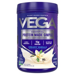 Vega proteína feita simples proteína em pó, Baunilha - Stevia Livre, Vegan, Baseada em plantas, Saudável, Sem glúten, Proteína de ervilha para mulheres e homens, 9.2 oz (Packaging May Vary)