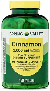 Genéricos Spring Valley Cinnamon Plus Chromium, 1.000 mg, 180 Count Cápsulas - Suplemento Dietário Natural para General Wellness & + Sticker Dri Store