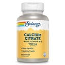 Citrato de Cálcio Solaray com Vitamina D3 1000mg - Força óssea e suporte de dentes saudáveis - Fórmula de Digestão Gentil - Laboratório verificado, garantia de 60 dias - 15 Servings, 90 Cápsulas