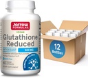 Jarrow Fórmulas Glutationa Reduzida 500mg- 60 Cápsulas Veggie- Antioxidante Intracelular- Qualidade Suplementos Glutationa- Suporta Reciclagem de Vitaminas C & E- Não-GMO- Gluten Free- Vegan, Pacote de 12