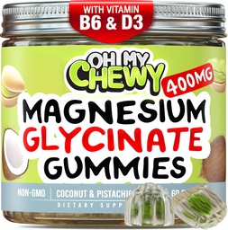 Centro-cheio de magnésio Glycinate Gummies 400MG - alta absorção para crianças, adolescentes e adultos - Suplemento para dormir, calma & relaxamento muscular com B6 & D3 - Glúten grátis & Vegan Friendly - 120 Contagem