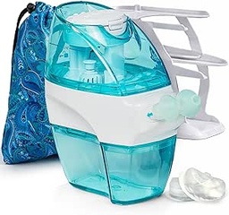 Navage Deluxe Bundle Nasal Irrigation System - Saline Nasal Ringe Kit com 1 limpador de nariz, 30 cápsulas de sal, Paisley Travel Bag e 1 balcão Caddy