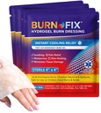 BurnFix® - Tratamento de primeiros socorros 4 x 4" Gel queimado. Absorção imediata da dor Dressing da queimadura do hidrogel de alívio da dor para queimaduras de 1o, 2o grau, Razor & Sunburns para casa, trabalho, fogo, EMS