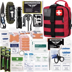EVERLIT 250 Pcs Survival First Aid Kit | IFAK Outdoor Survival Kit Emergency Kit For Camping Hiking Hunting Earthquake Emergency Preparedness