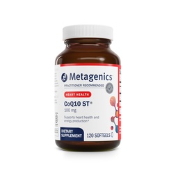 Metagenics CoQ10 ST-100-100 mg Ubiquinona com vitamina E para o coração, energia e suporte antioxidante* - Não-GMO, Gluten-Free, Soy-Free - GMP Certified Facility - 120 Softgels