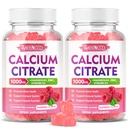 2 embalagem pastilhas de citrato de cálcio 1000mg w/Vitamina D3, gomas de cálcio de alta absorção para mulheres e homens, mais magnésio, potássio, zinco para músculo e imune, framboesa sabor, 120 contagem