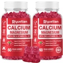 Pastilhas de cálcio + Magnésio e zinco com vitamina D3 & K2, alta absorção Suplemento de cálcio para osso, dentes e Imune Suporte, Não OGM, Vegan, 120 Contagem