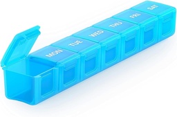 Sukuos Extra grande organizador semanal de pílulas, 7 dias caixa diária de pílulas Artrite amigável, Silkscreen impresso medicamento recipiente com tampa clara para vitaminas, óleo de peixe ou suplementos (azul)