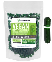 XPRS Nutra Tamanho 0 Cápsulas Vazias - 100 Contagem Cápsulas Veganas Vazias - Pílulas Vegetarianas - enchimento de cápsula vegetal DIY - Veggie Pill Caps para Suplementos Do-It-Yourself (Forest Green)