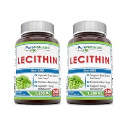 Pure Naturals Lecithin 1200 mg Softgels Supplement | High Potency | Non-GMO | Gluten Free (240 Count | 2 Pack)