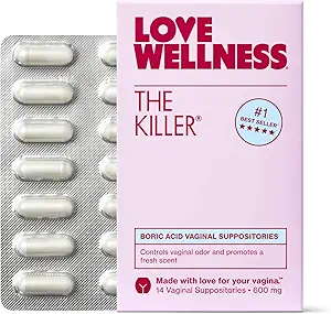 Amor Bem-Estar O assassino Supositórios vaginais de ácido bórico Balances pH & Suportes Odor Control, um equilíbrio vaginal saudável e ambiente