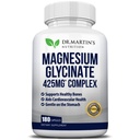 Premium Magnésio Glycinate 425mg - 180 Cápsulas Vegan - Ajuda com o alívio do estresse, Dormir, Cães musculares e coração saudável