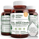 Natural Nutra Cal-Mag Citrato com vitamina D3,1000/500 mg Complexo, Fortalecer a densidade óssea, Músculo e Nervo Saúde, Ajuda a manter dentes saudáveis, Fontes altamente biodisponível, 100 comprimidos Vegan