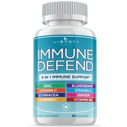 8 em 1 Suporte de Defesa Imune, Cápsulas de Imunidade Suplemento com Echinacea Zinc 50mg, Vitamina C, D3 5000 UI, Curcumina e Ginger Açafrão, Echinacea - para Crianças Adultos (1 embalagem)