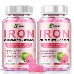 Iron Gummies for Women Men Iron Supplement 65mg & Vitamin C 250mg