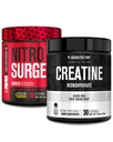 Fábrica Jacked NITROSURGE Shred Pré Treino Suplemento (Limonada de amora, 30 Servões) & Creatina Mono-hidrato em pó (desfolhado, 30 Servões)