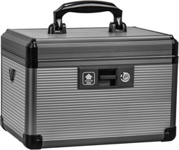 Caixa de bloqueio de medicina com chave, Alloy Box de Alumínio para Medicação, caixa de primeiros socorros com uma bandeja removível para armazenar medicamentos e pílulas para casa, preto 12 * 7,68 * 7,87 Polegada