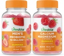 Probiótico masculino vitalício 10 bilhões + magnésio de cálcio, chicletes Bundle - Grande degustação, Suplemento Vitamina, sem glúten, GMO livre, chiclete mastigável