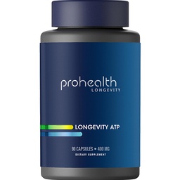 ProHealth Longevidade ATP - 400 mg X 90 Servimentos, PeakATP patenteado puro ATP para manter a energia celular, força muscular e função cognitiva, apoia a saúde do coração e eficiência metabólica